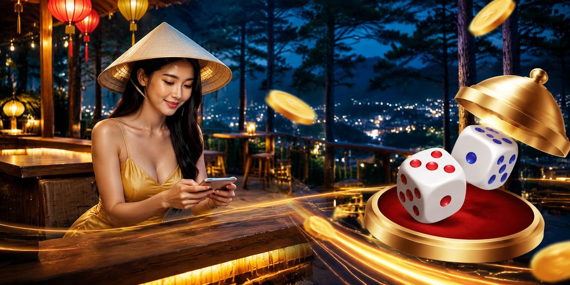 Xúc xắc tài xỉu và nón lá Đà Lạt — hình ảnh gợi không khí chơi game và dùng voucher pdf24