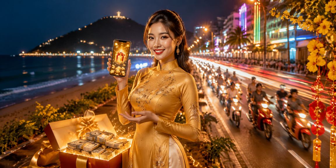 Người dùng áp dụng voucher casino trên điện thoại di động tại Vũng Tàu buổi tối